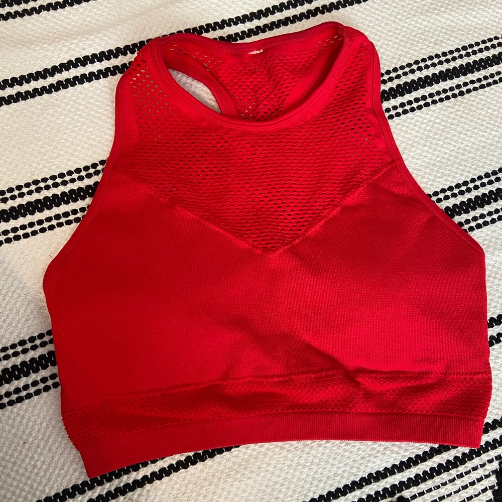Fabletics red seamless sports bra